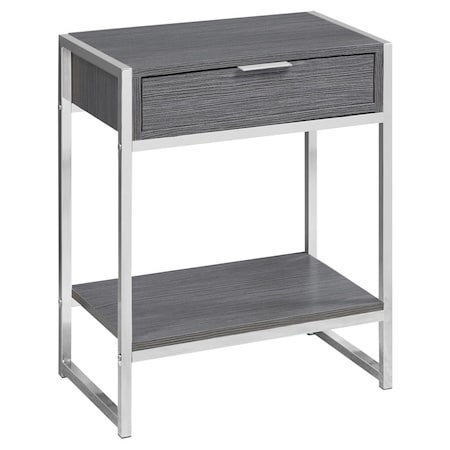 24 In. Grey & Chrome Metal Accent Table